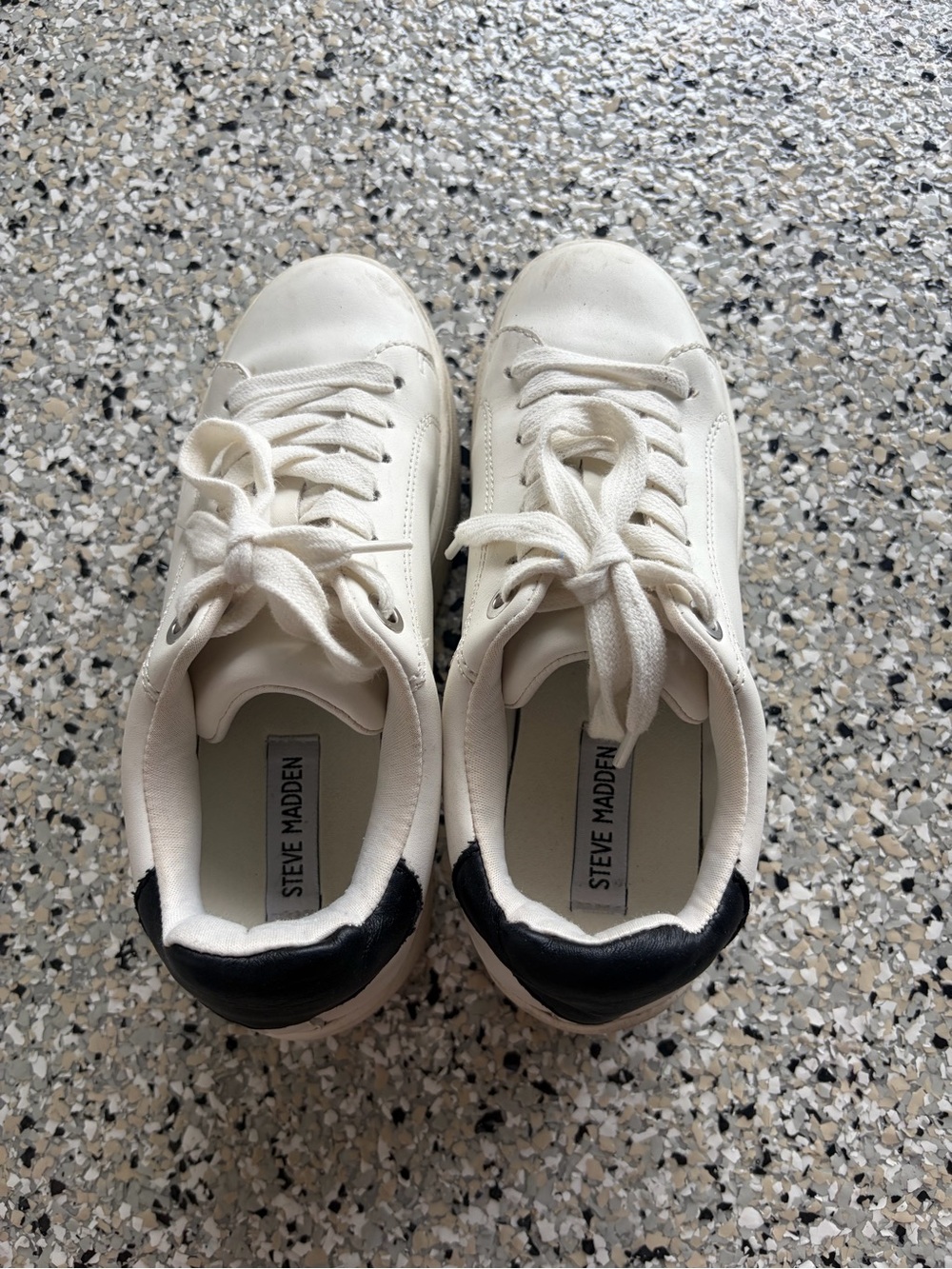 Steve Madden Cream Sneakers with Black Heel